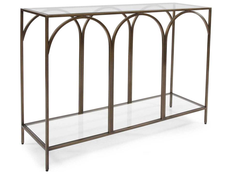 Palladio Rectangular Glass Console Table in Bronze Finish