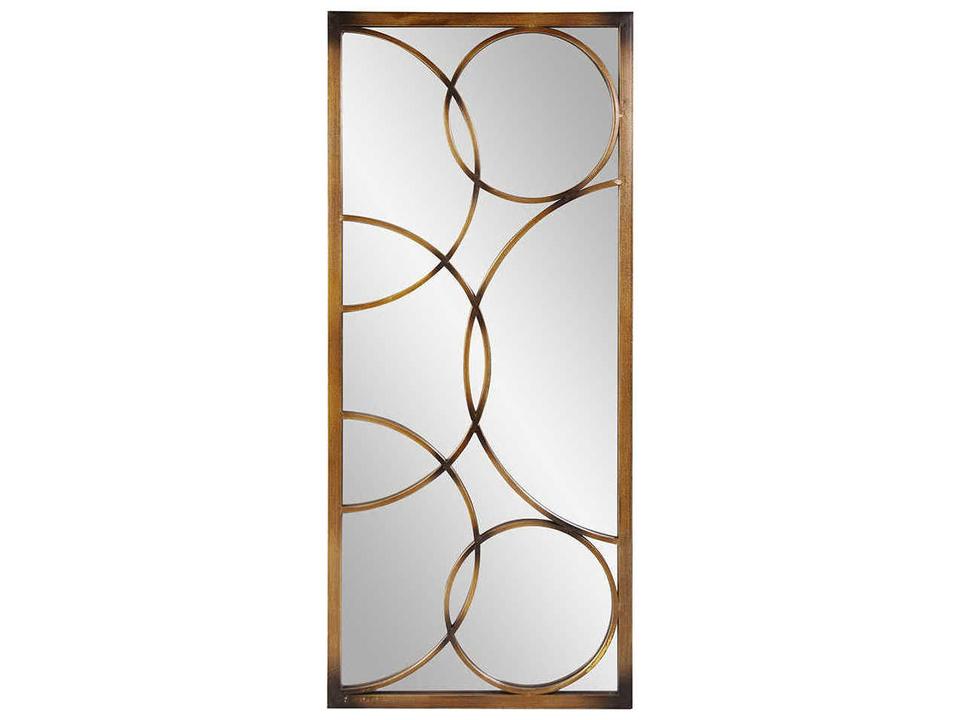Brittany Rectangular Wall Mirror in Antique Bronze with Circular Overlays