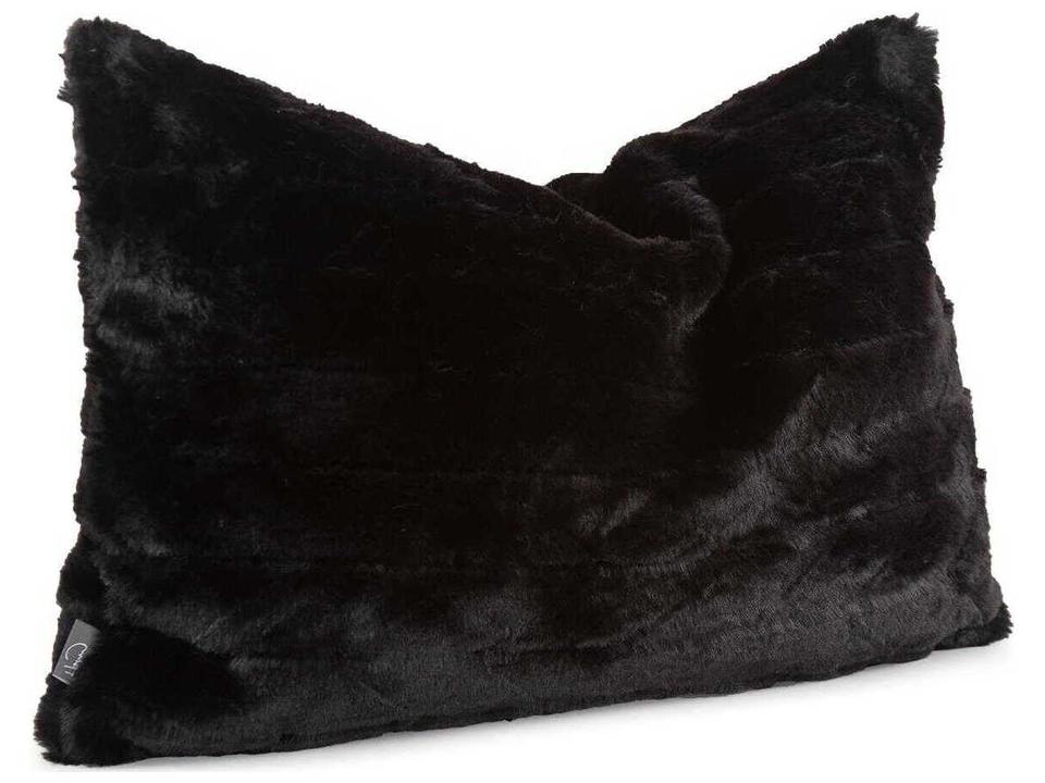 Angora 14x22 Ebony Faux Fur Decorative Pillow