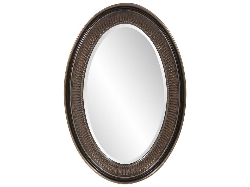 Ethan Museum Bronze Oval Wall Mirror with Ribbed Frame