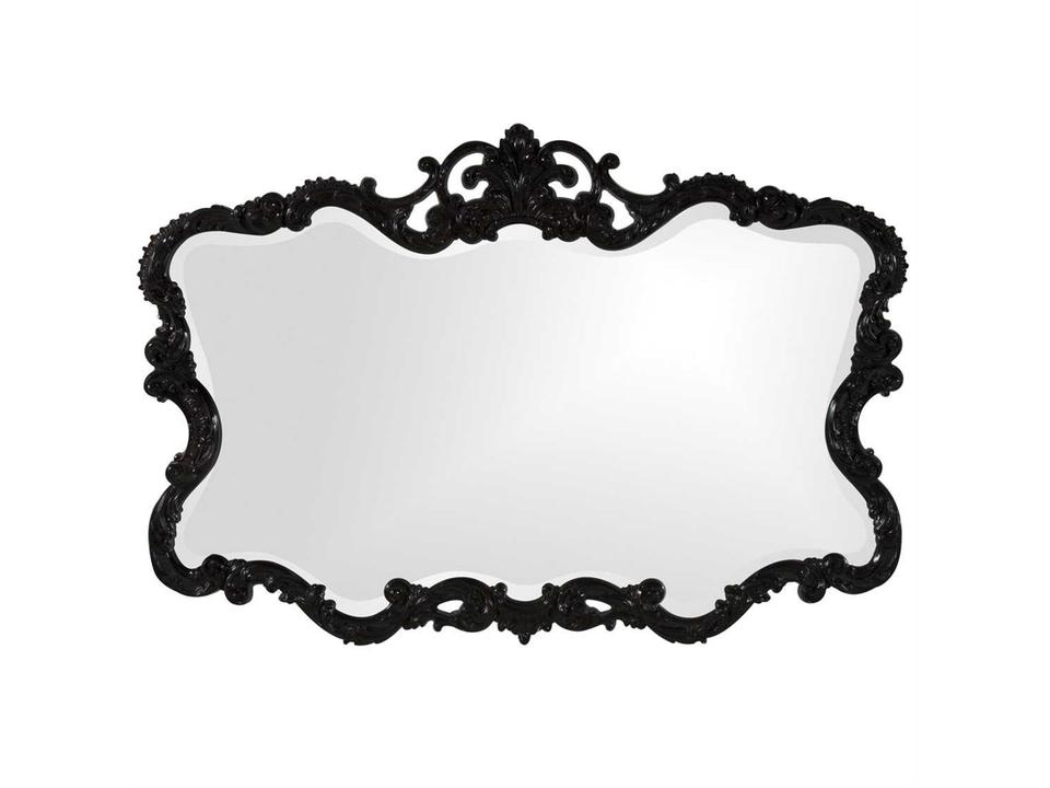 Talida Ornate Wall Mirror in Glossy Black Lacquer