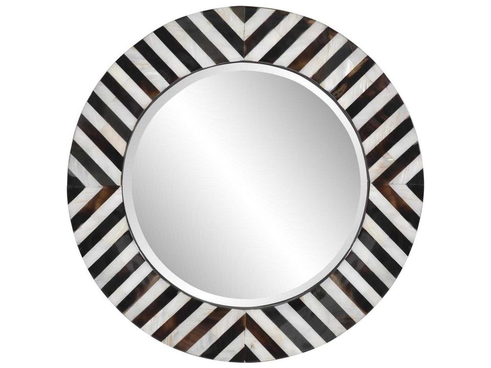 Julianna 24-Inch Round Wall Mirror in Black Pearl