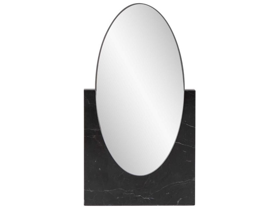 Orson Black Oval Table Top Mirror with Marble Base