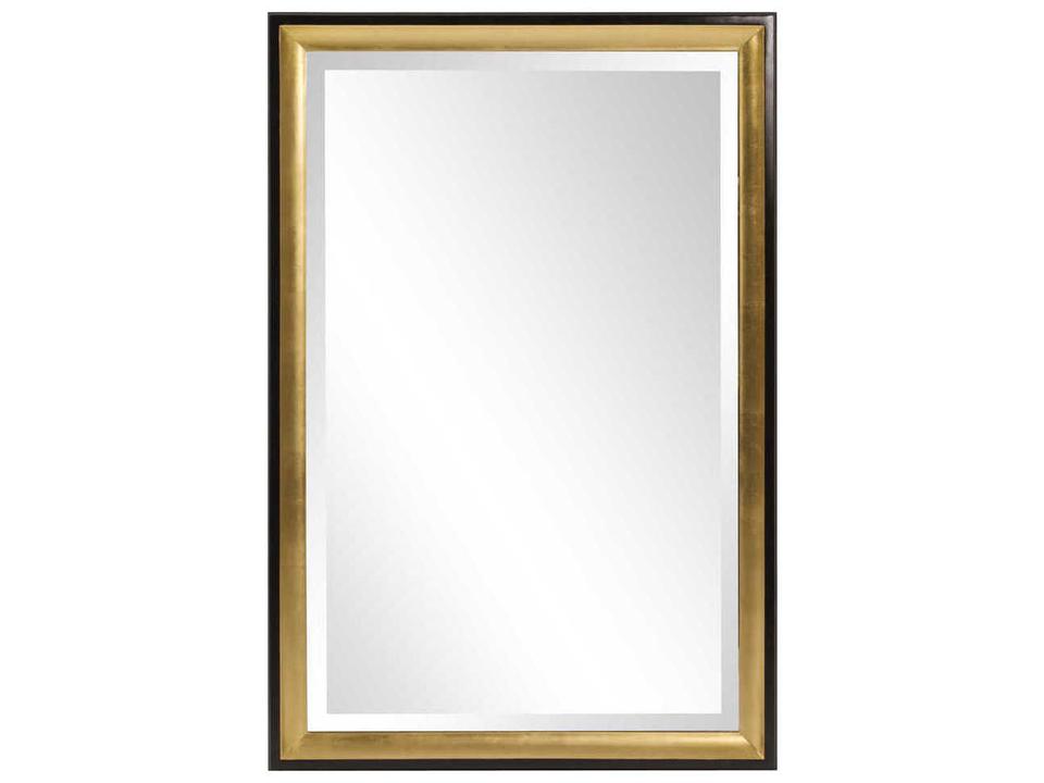 Cagney Rectangular Wall Mirror in Glossy Black with Gold Leaf