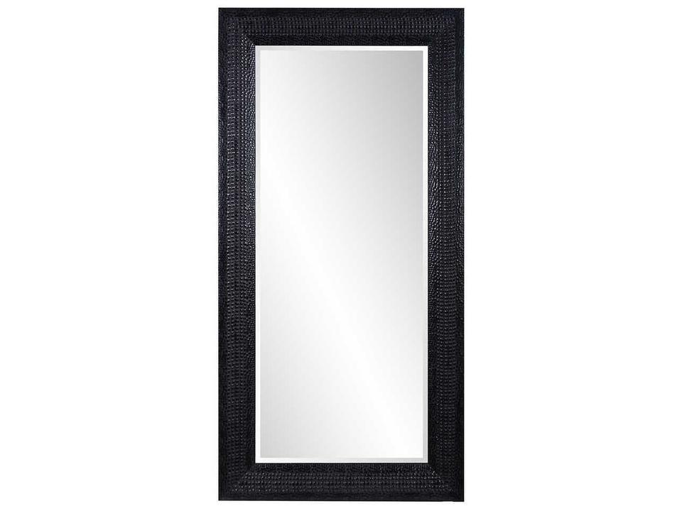 Drago Black Rectangular Wall Mirror with Faux Crocodile Texture