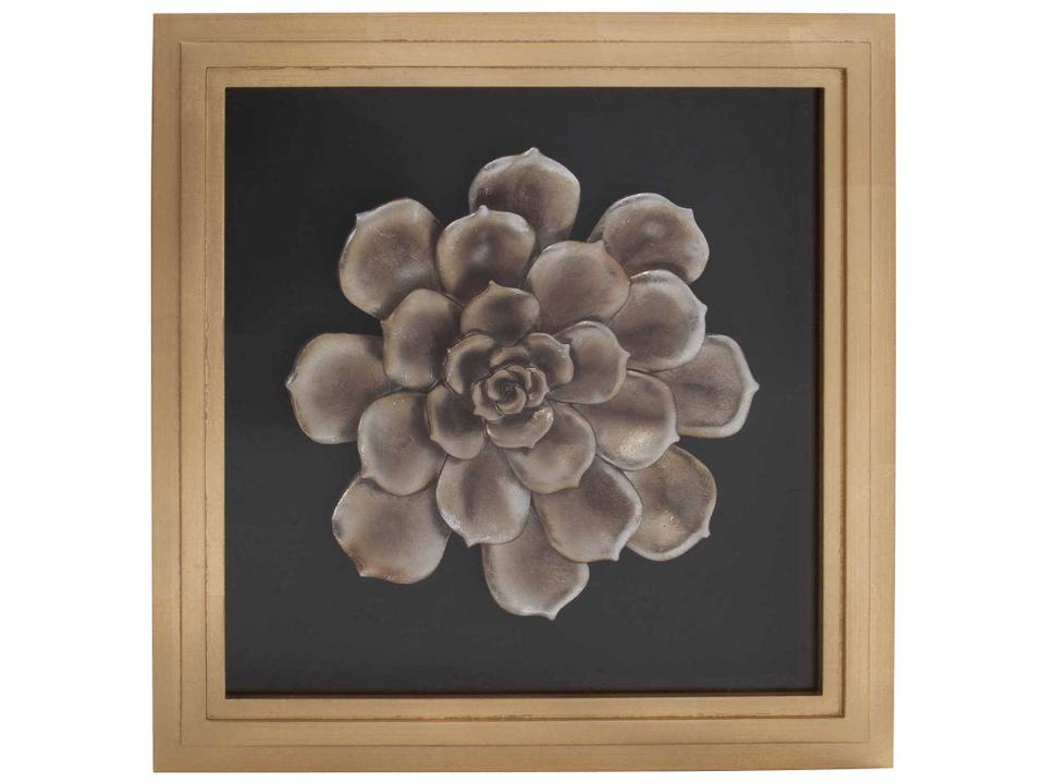 Antique Gold Camellia Flower Wood Wall Art