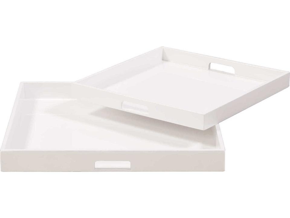 Glossy White Lacquer Square Serving Tray Set