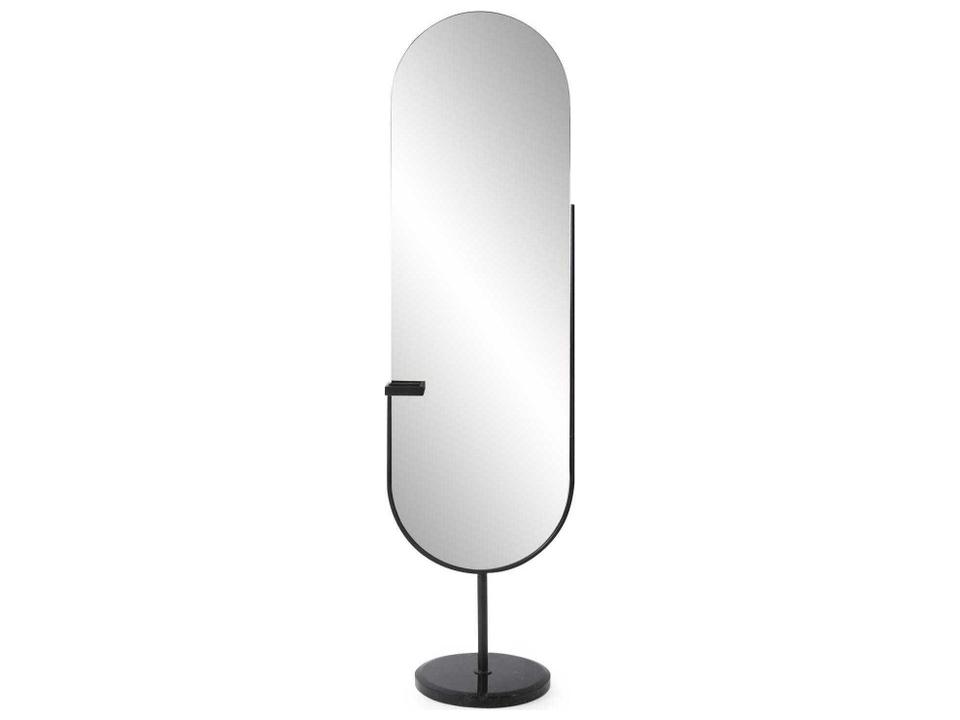 Torvic Asymmetrical Oval Floor Mirror with Tray in Matte Black