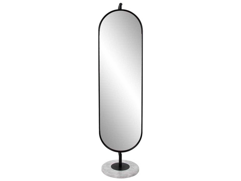 Sardiff Spinning Oval Floor Mirror in Matte Black and White