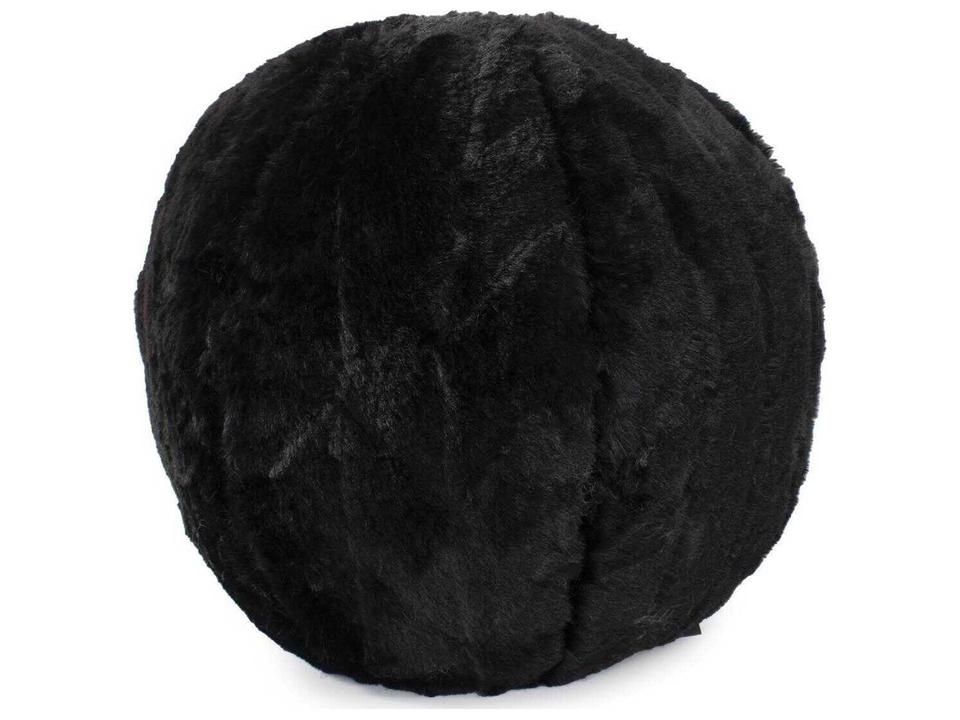 Angora Ebony Faux Fur Round Poly Filled Pillow