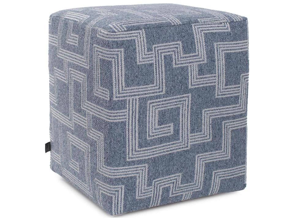Syros Olefin Fabric Cushion Ottoman in Denim