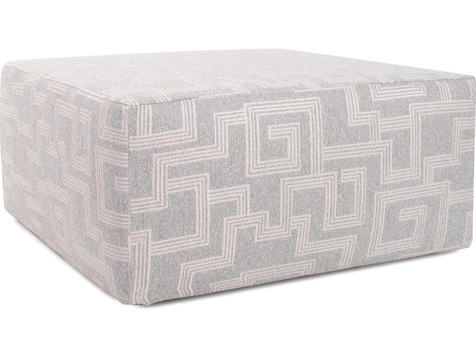 Universal Syros Square Olefin Fabric Ottoman in Fog