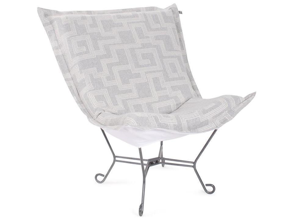 Howard Elliott Puff Scroll Lounge Chair with Syros Fog Olefin Fabric