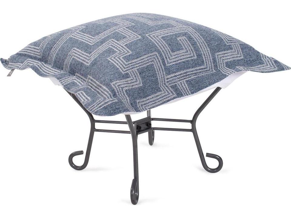 Puff Scroll Syros Denim Cushion Ottoman