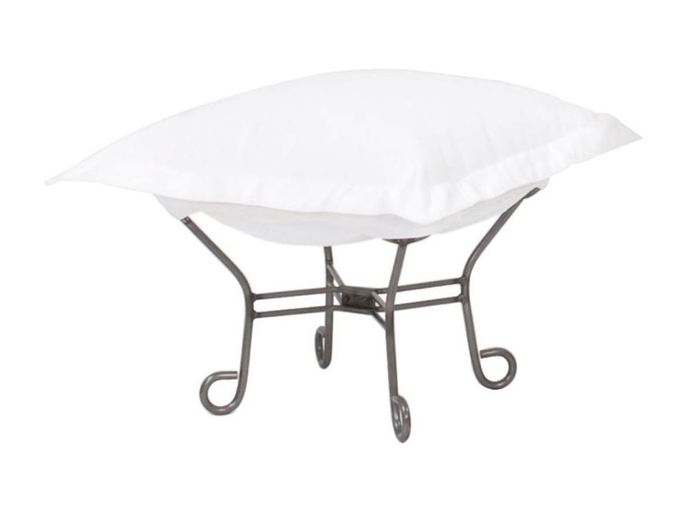 Seascape Puff Scroll Ottoman with Natural Sunbrella Fabric
