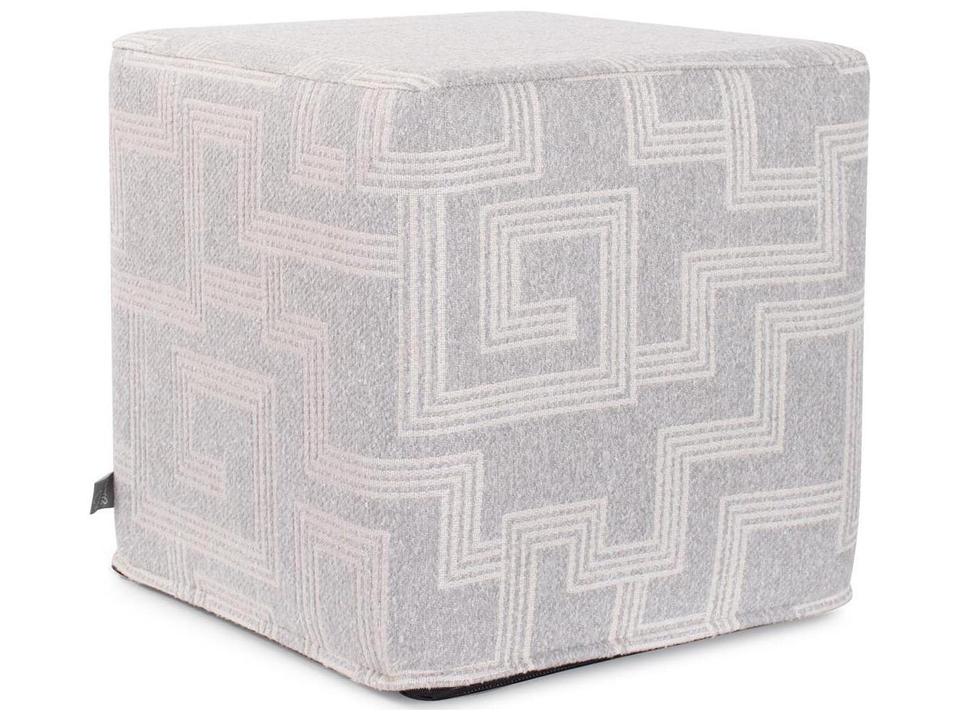 Syros No Tip Olefin Fabric Cushion Ottoman in Fog