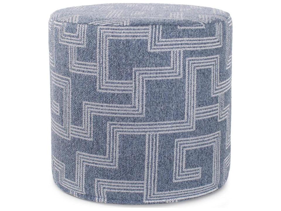 Syros No Tip Olefin Fabric Cushion Ottoman in Denim