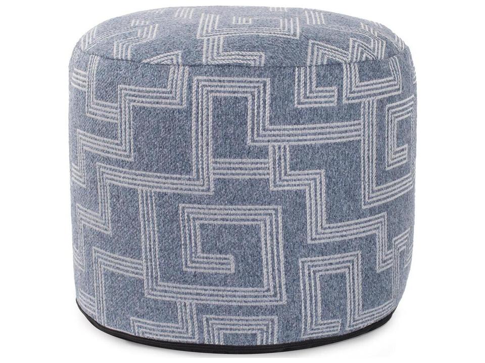 Syros 36 Inch Square Denim Olefin Fabric Outdoor Ottoman