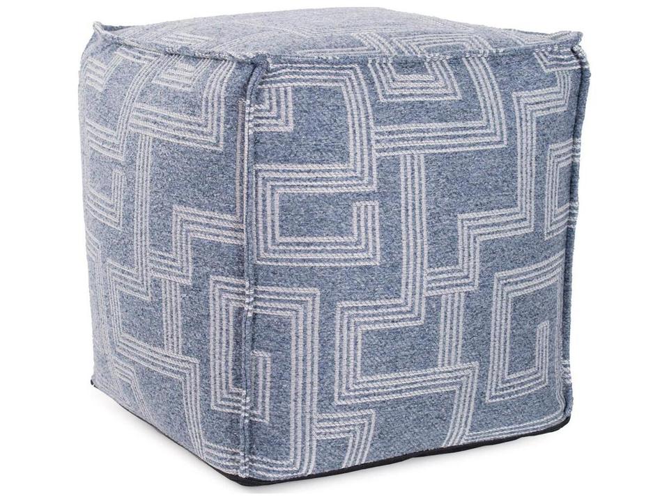 Syros Olefin Cushion Ottoman in Denim