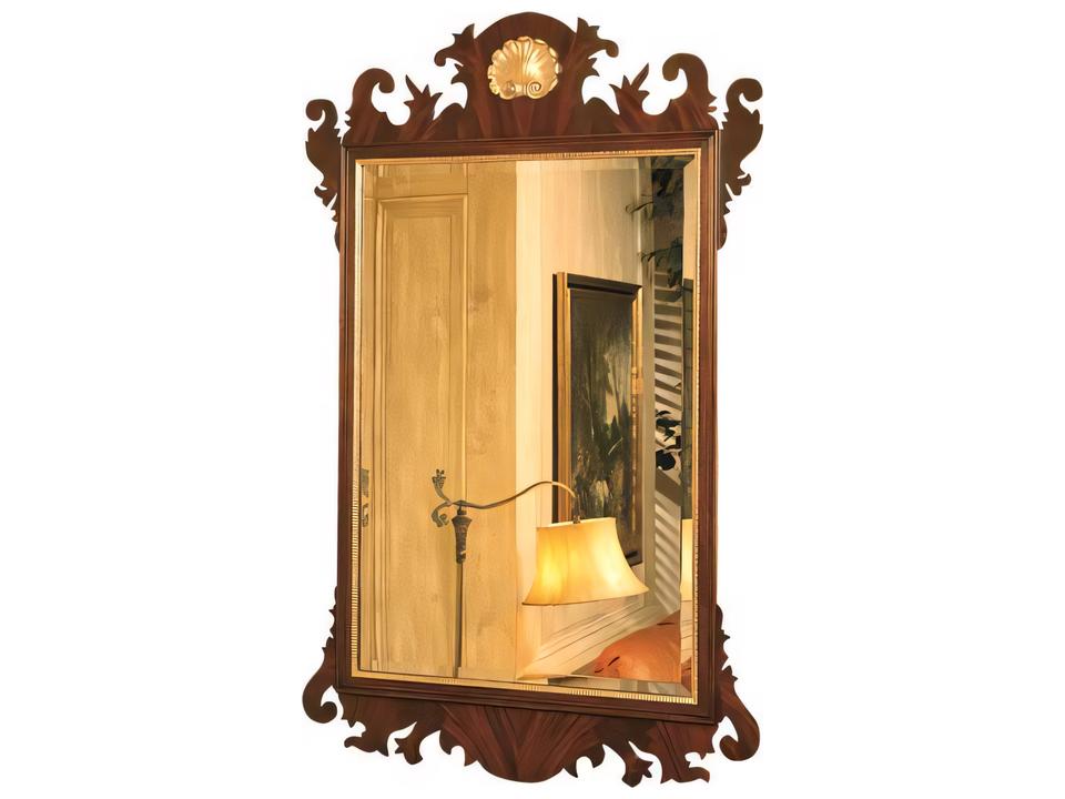 Chippendale Wall Mirror with Gold Leafing and Beveled Glass
