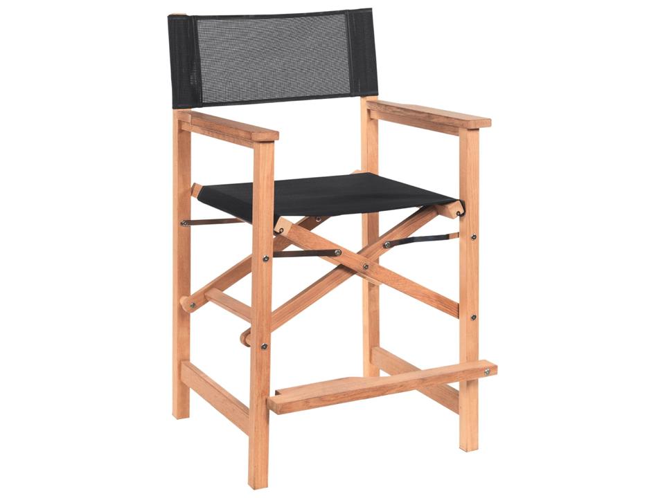 Director Wood Black Teak Sling Counter Stool