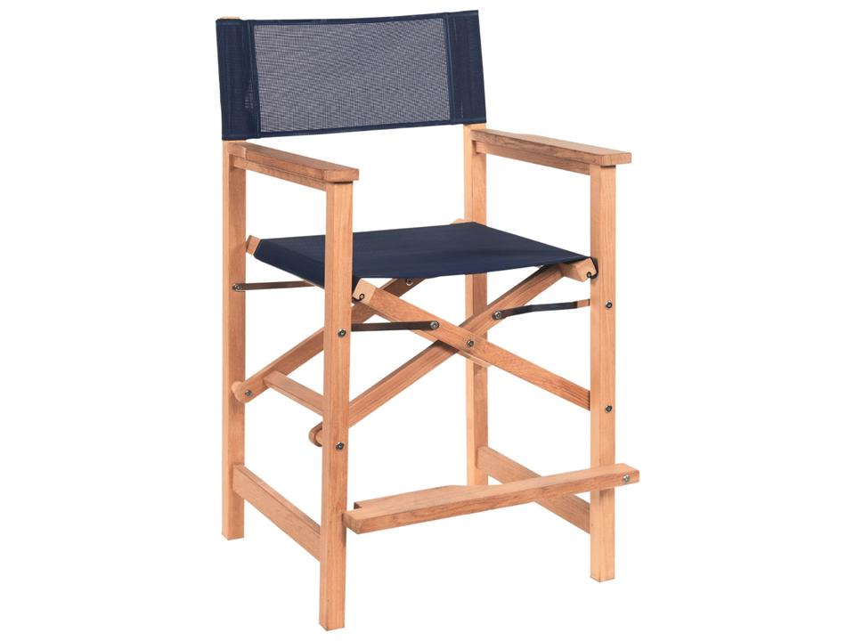 Director Wood Blue Teak Sling Counter Stool