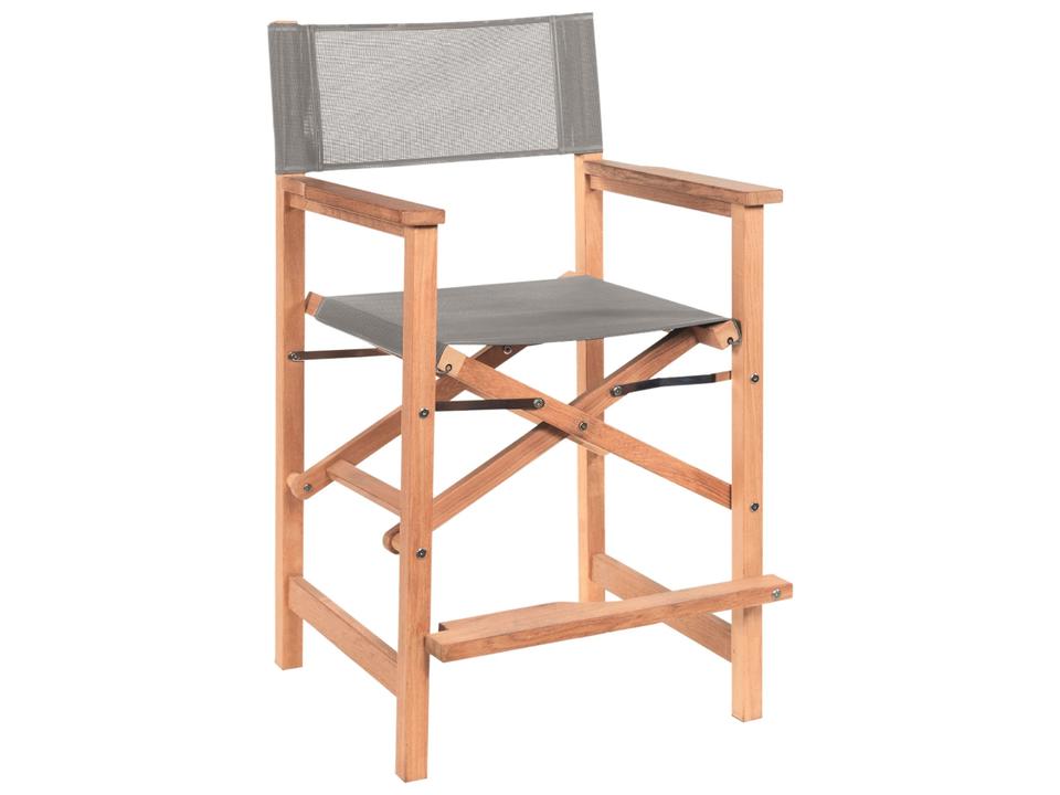 Director Wood Taupe Teak Sling Counter Stool
