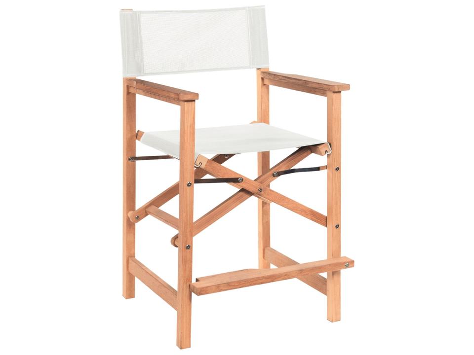 Director Wood White Teak Sling Counter Stool