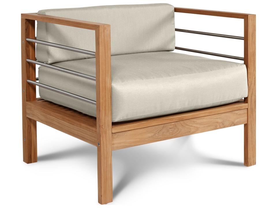 Soho Wood Canvas Teak Cushion Lounge Chair