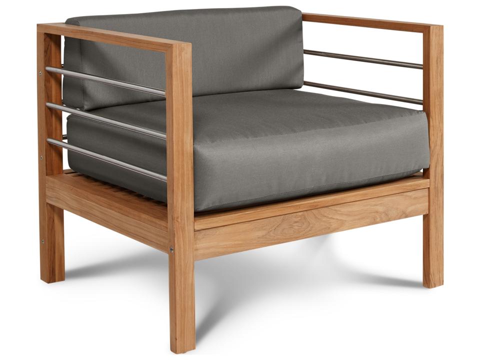 Soho Wood Charcoal Teak Cushion Lounge Chair