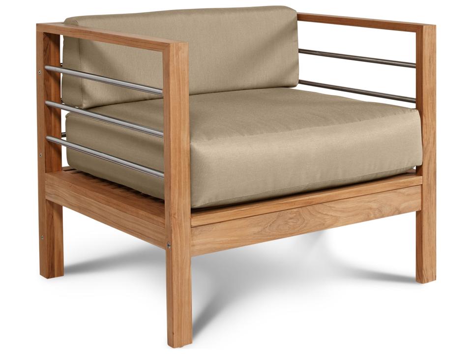 Soho Wood Fawn Teak Cushion Lounge Chair