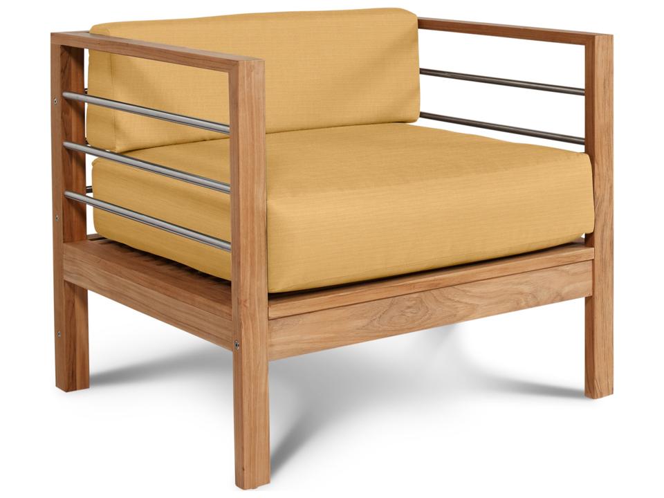 Soho Dupione Cornsilk Teak Cushion Lounge Chair