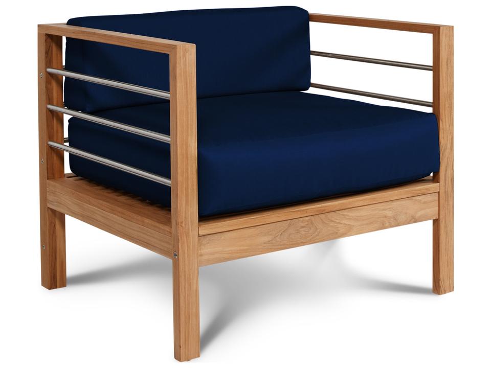 Soho Wood Navy Teak Cushion Lounge Chair