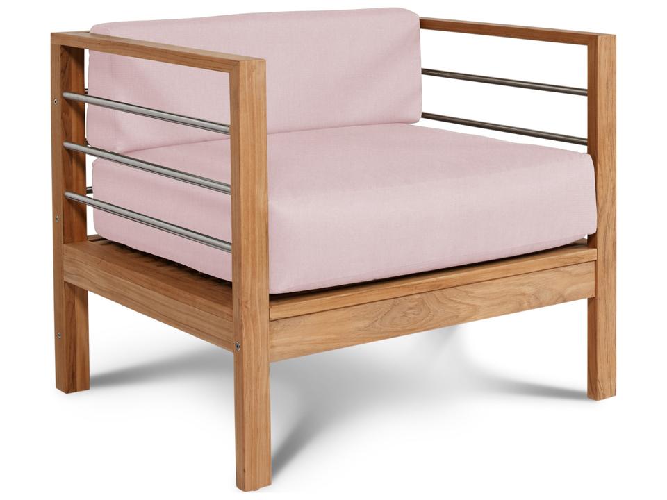 Soho Wood Pink Teak Cushion Lounge Chair