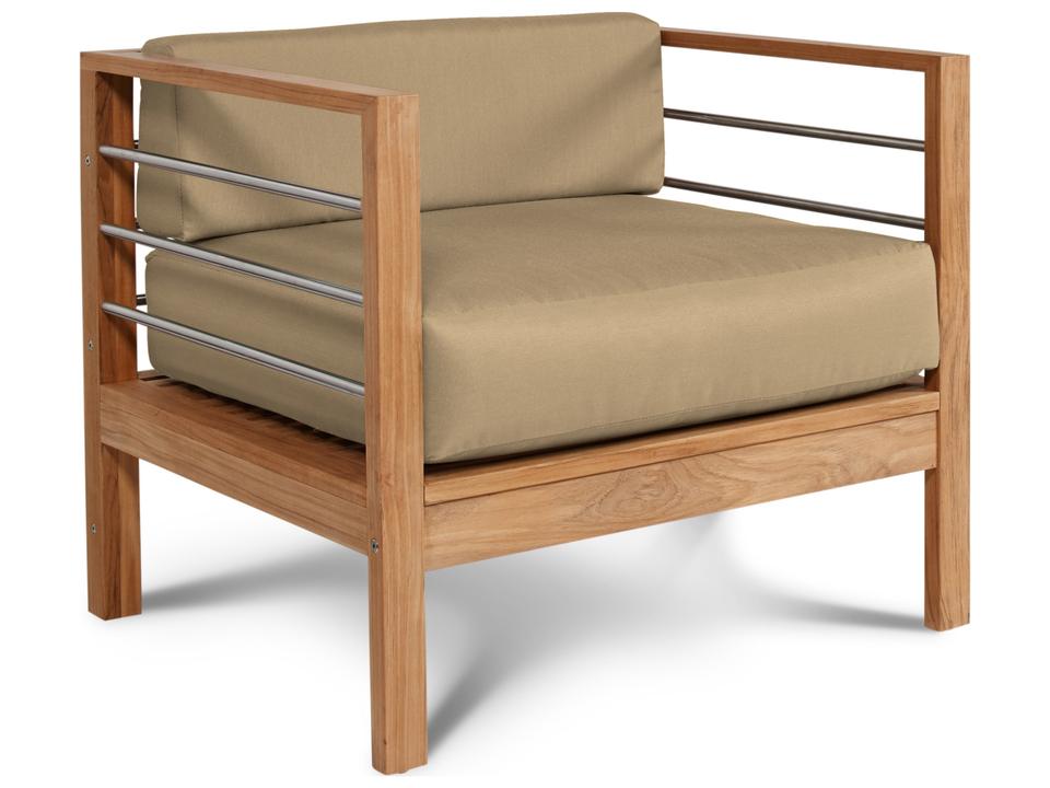 Soho Wood Camel Teak Cushion Lounge Chair