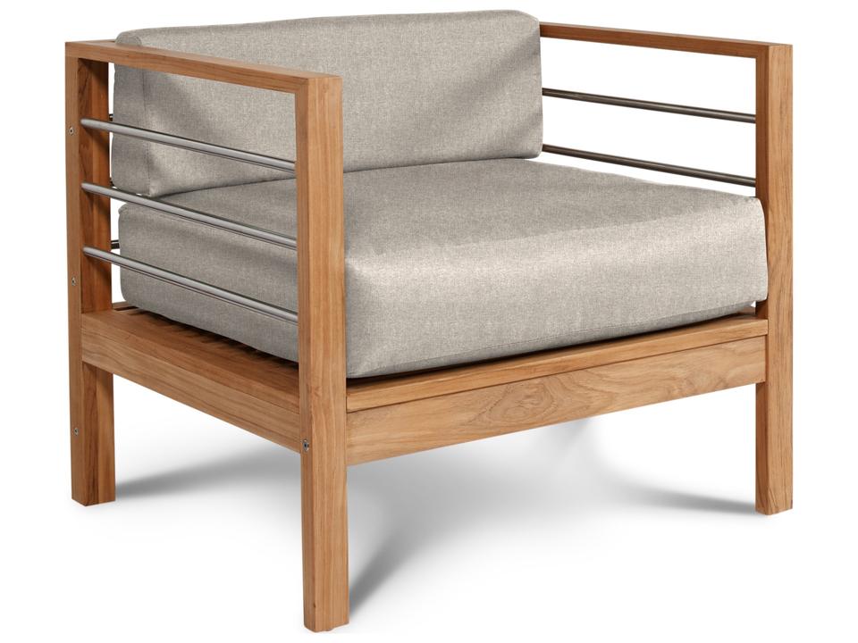 Soho Wood Silver Teak Cushion Lounge Chair
