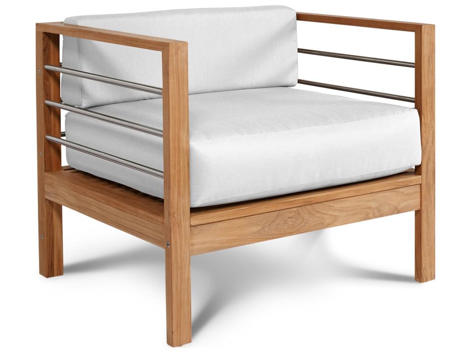 Soho Wood White Teak Cushion Lounge Chair