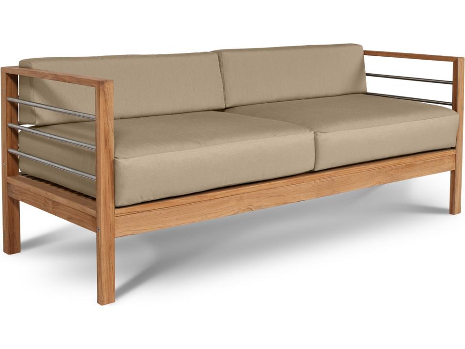 Soho Wood Fawn Teak Cushion Sofa