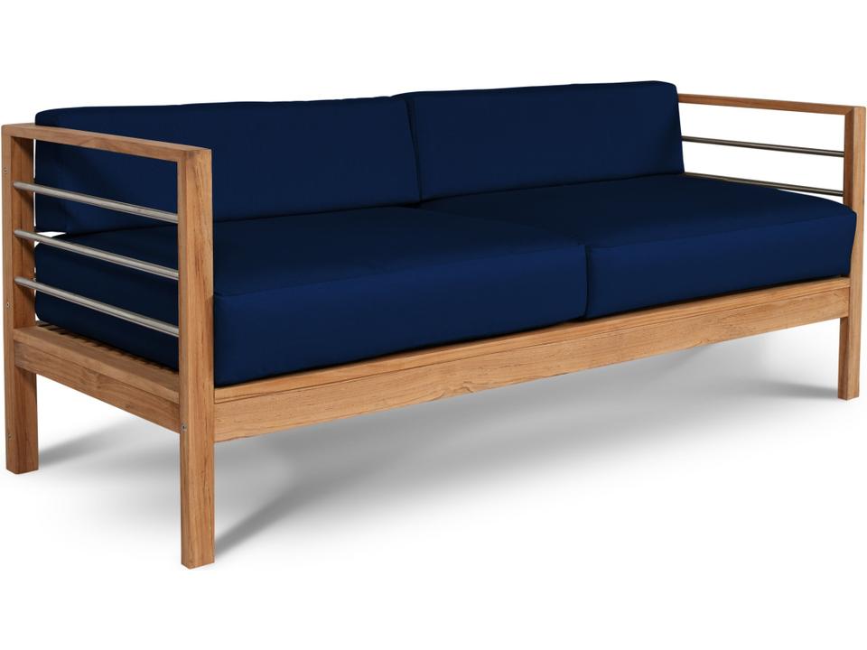 Soho Wood Navy Teak Cushion Sofa