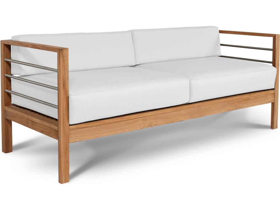 Soho Wood White Teak Cushion Sofa
