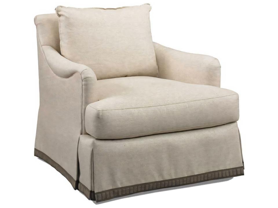 Custom Elements Upholstery Skirted Fabric Accent Chair in Beige