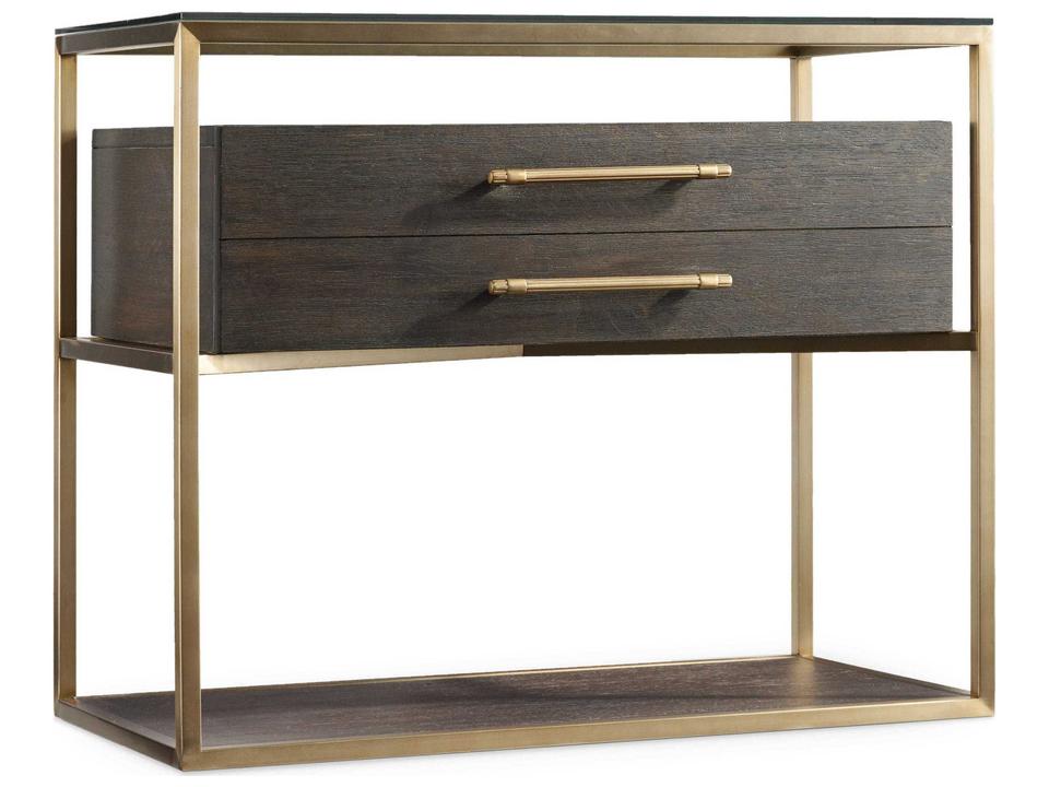 Heritage 1-Drawer Brown Oak Wood Nightstand