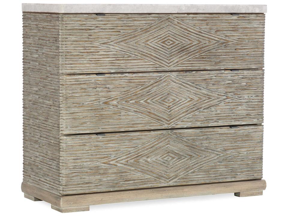 Amani Three-Drawer Accent Chest with Crema Marble Top