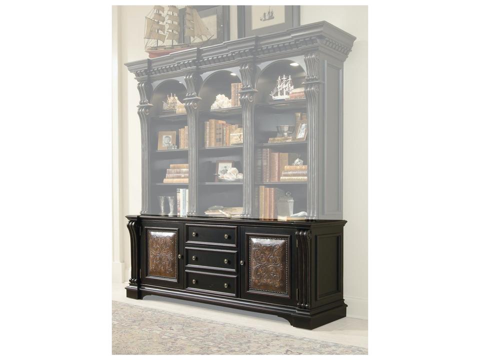 Telluride Bookcase Base with Leather Panels and Nailhead Trim