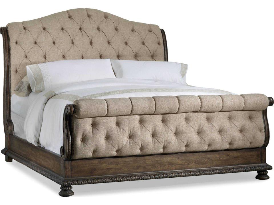 Rhapsody King Tufted Upholstered Bed in Aurora Ecru Fabric