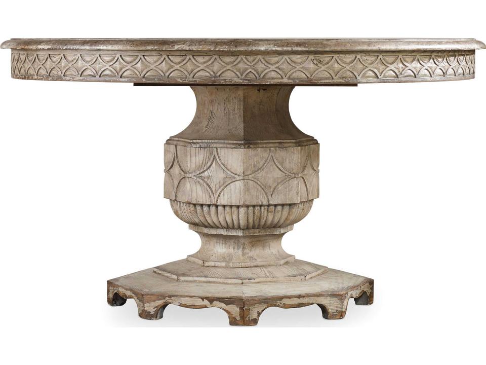 Chatelet Round Extendable Dining Table with 20-Inch Leaf in Paris Vintage