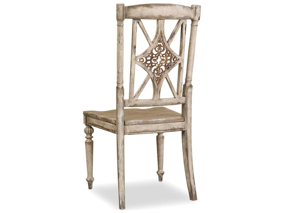 Chatelet Fretback Wood Dining Side Chair in Caramel Froth and Paris Vintage