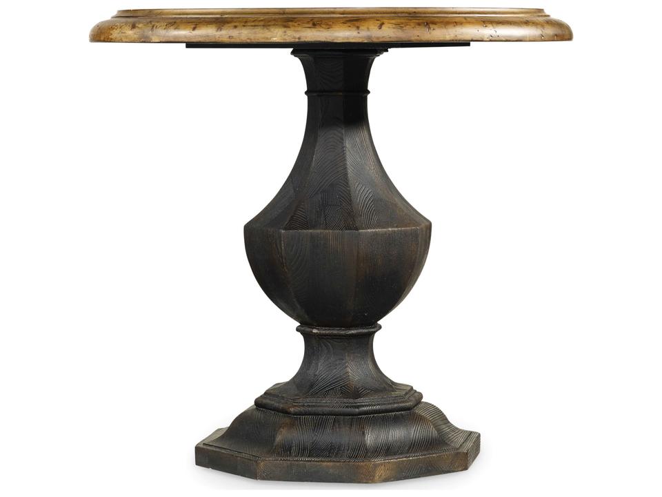 Sanctuary Round Accent Table in Antique Coffee and Hickory