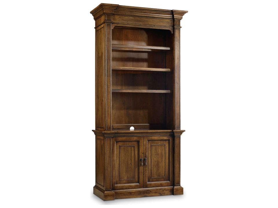 Archivist Traditional Bookcase with Touch Lighting in Pecan Finish