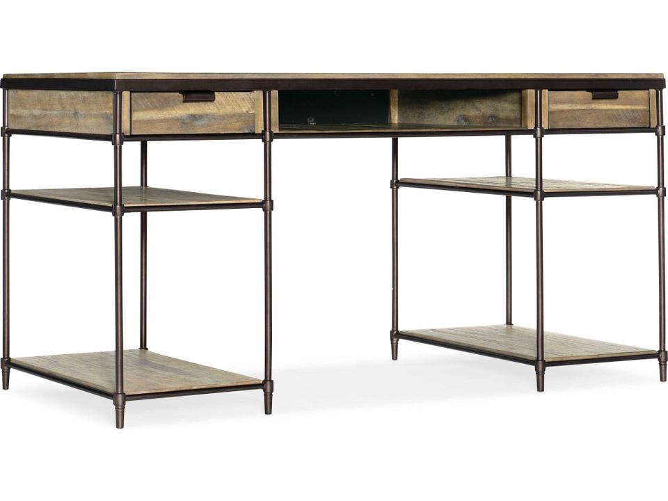 St Armand Secretary Desk Light Natural Acacia Wood Antique Bronze